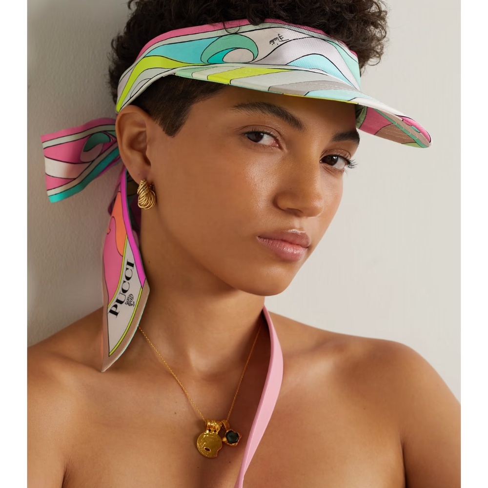 Brand New with tags: PUCCI Printed silk-twill visor - Picture 2 of 5